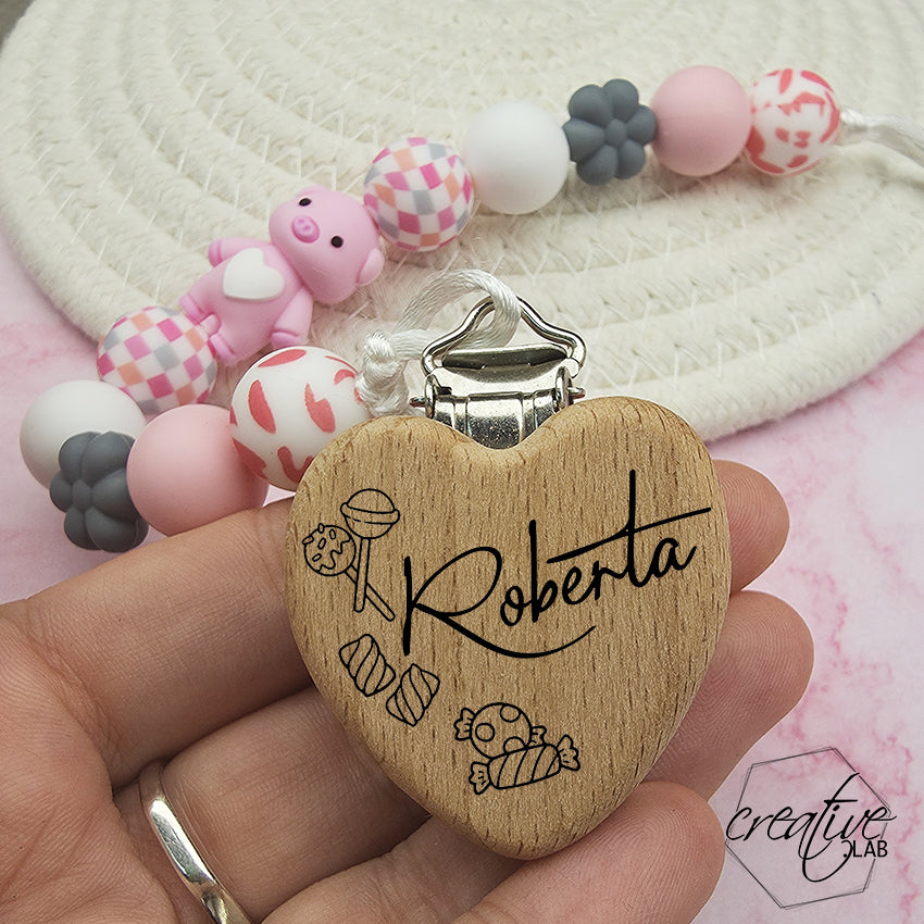 Porta ciuccio personalizzabile - tema maialino