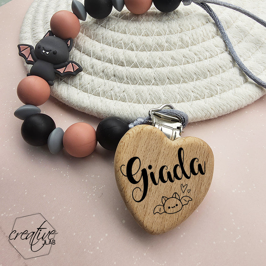 Porta ciuccio personalizzabile - tema pipistrello