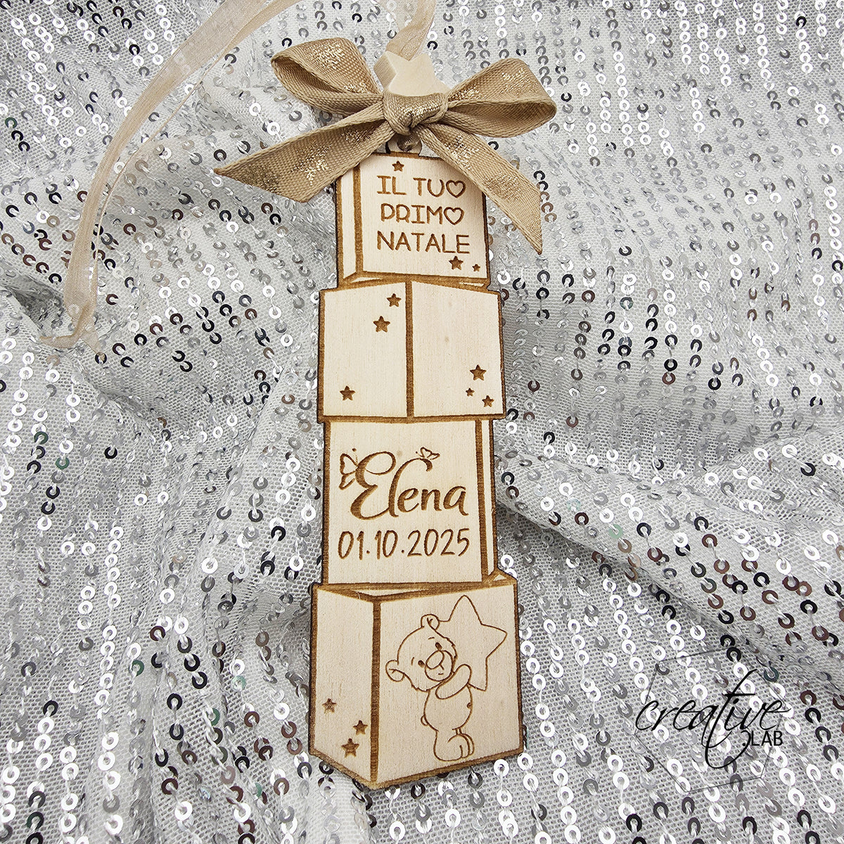 Decorazione Natalizia Il tuo primo Natale , personalizzabile - cubi