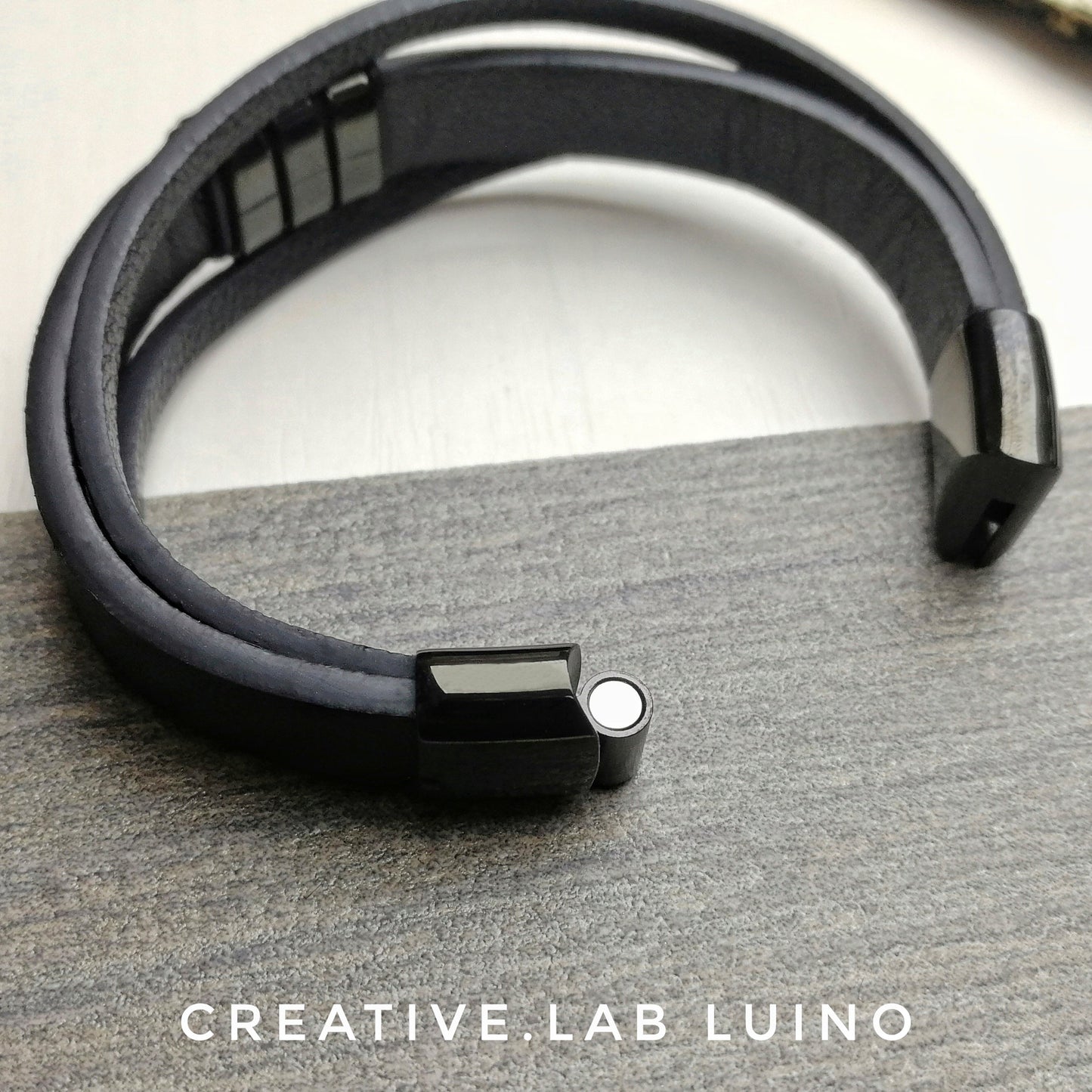 Bracciale da uomo in ecopelle personalizzabile, con foto (G92)
