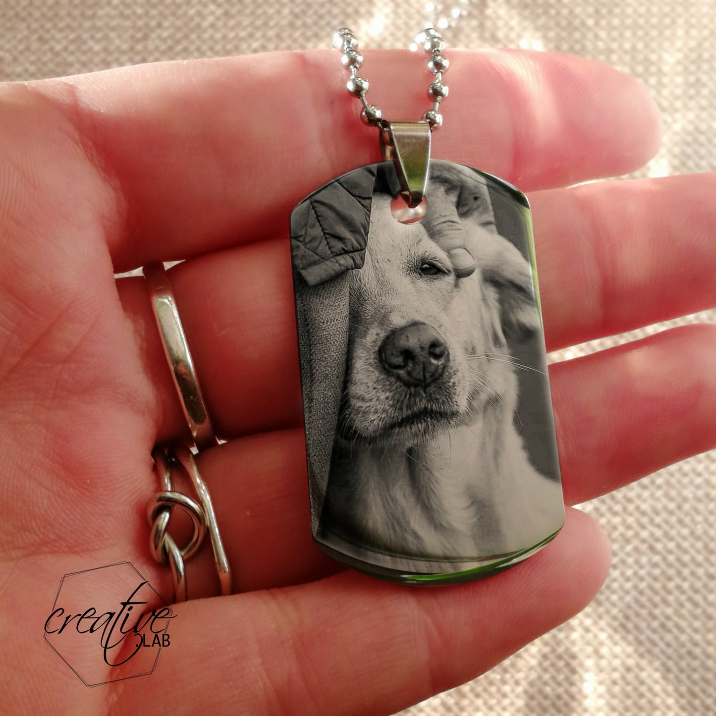 Ciondolo con fotoincisione, personalizzabile (A80)