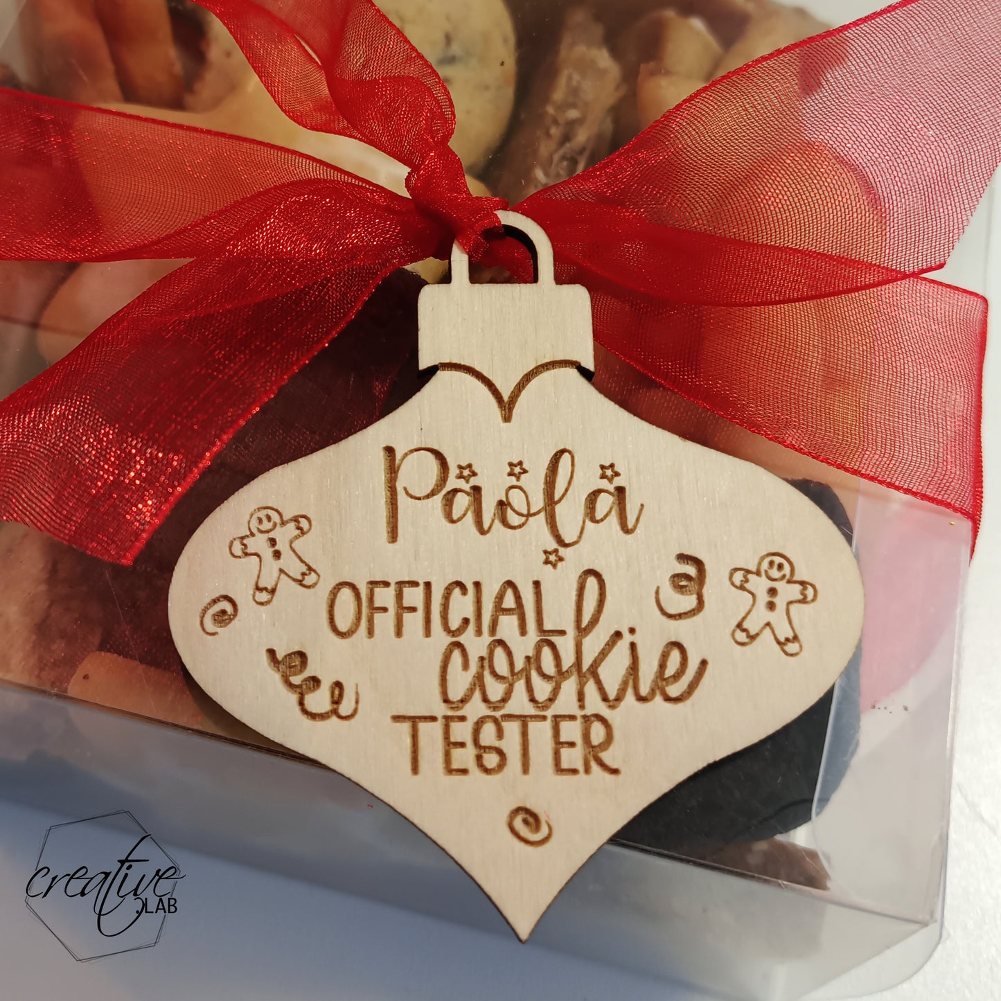 Decorazione Natalizia "official cookie tester", personalizzabile