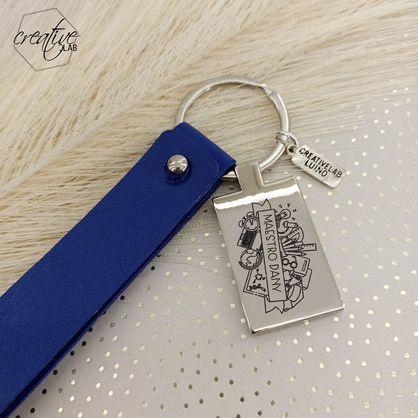 Portachiavi per maestro con strap in ecopelle