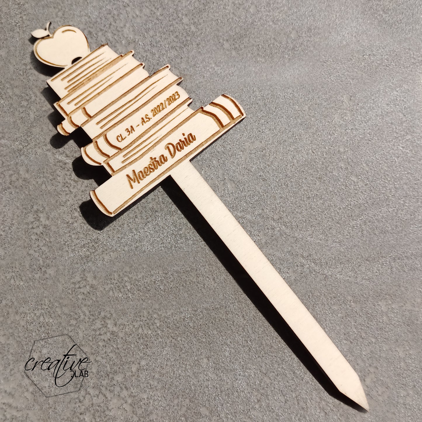 Tag per pianta per la maestra, personalizzabile, grafica libri