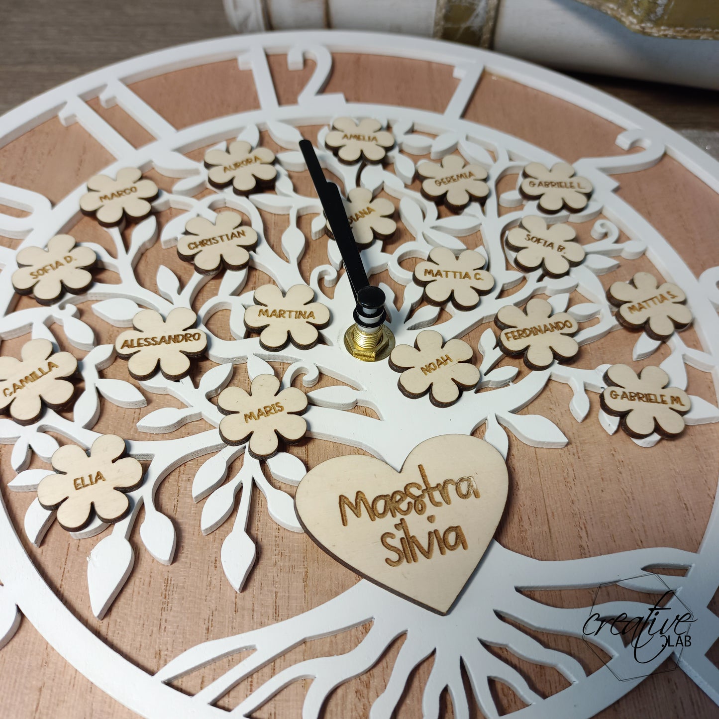 Orologio da parete per le insegnanti con fiori