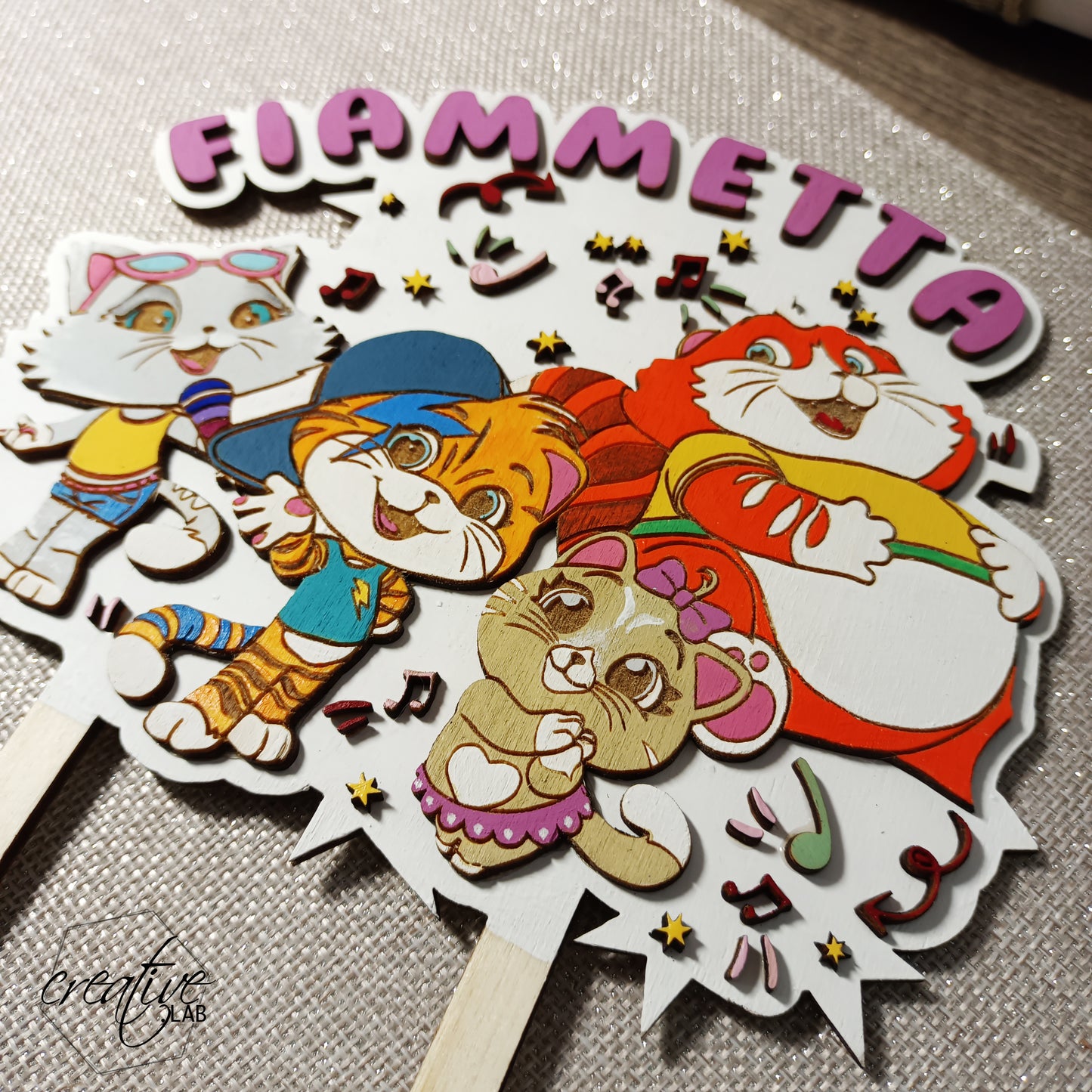 Cake topper "44 gatti" personalizzabile