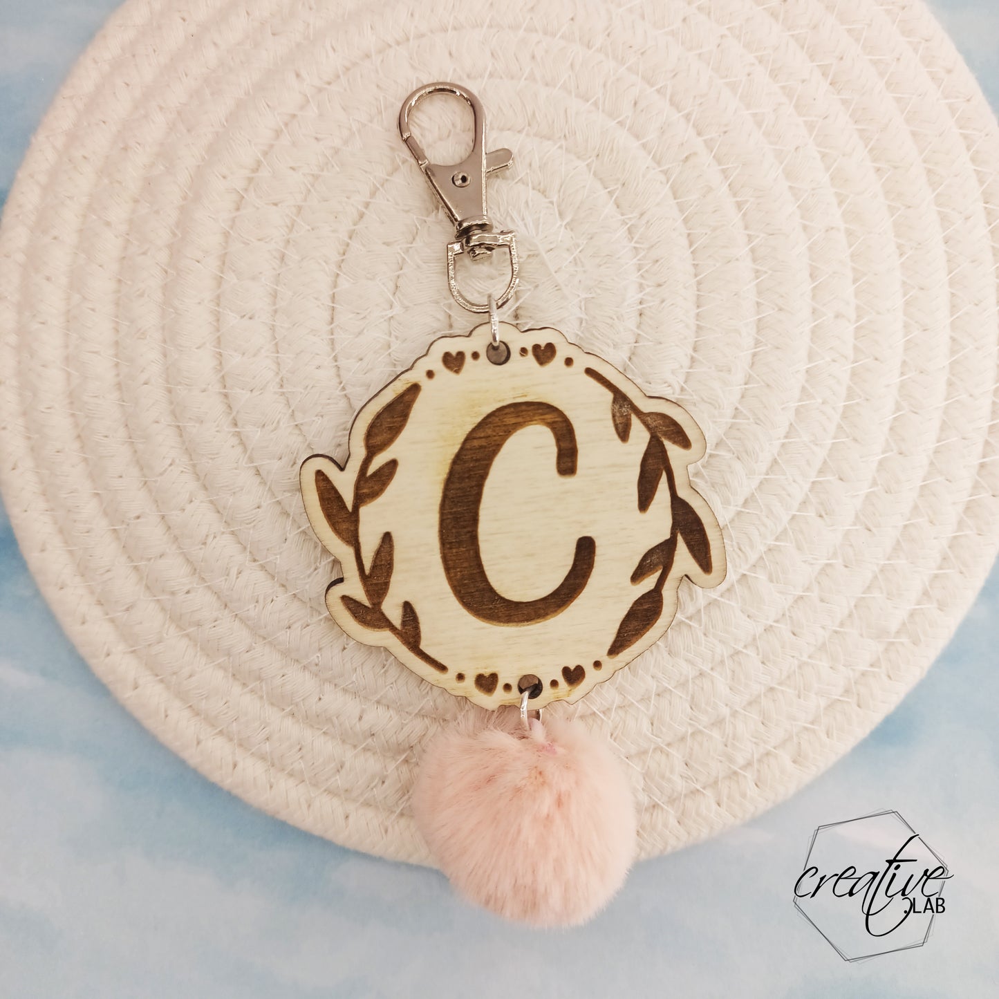 Gancio per astuccio o borsa, personalizzabile, con pom pom