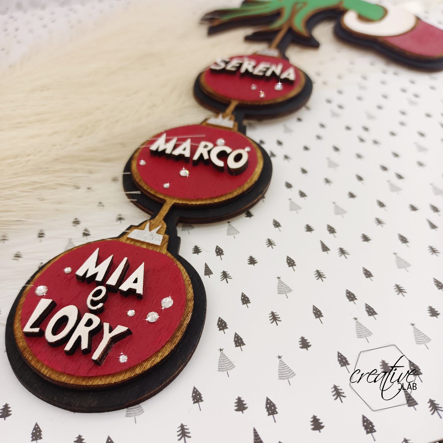 Fuori porta natalizio a tema Grinch, con nome