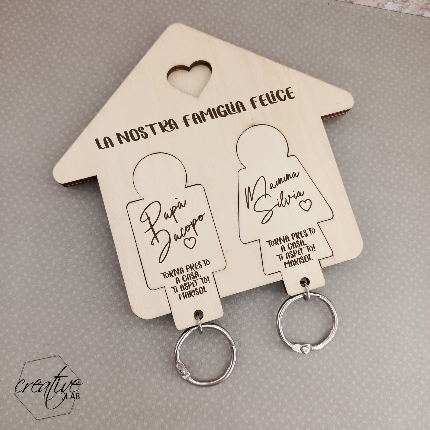 Casetta porta chiavi per coppia, personalizzabile