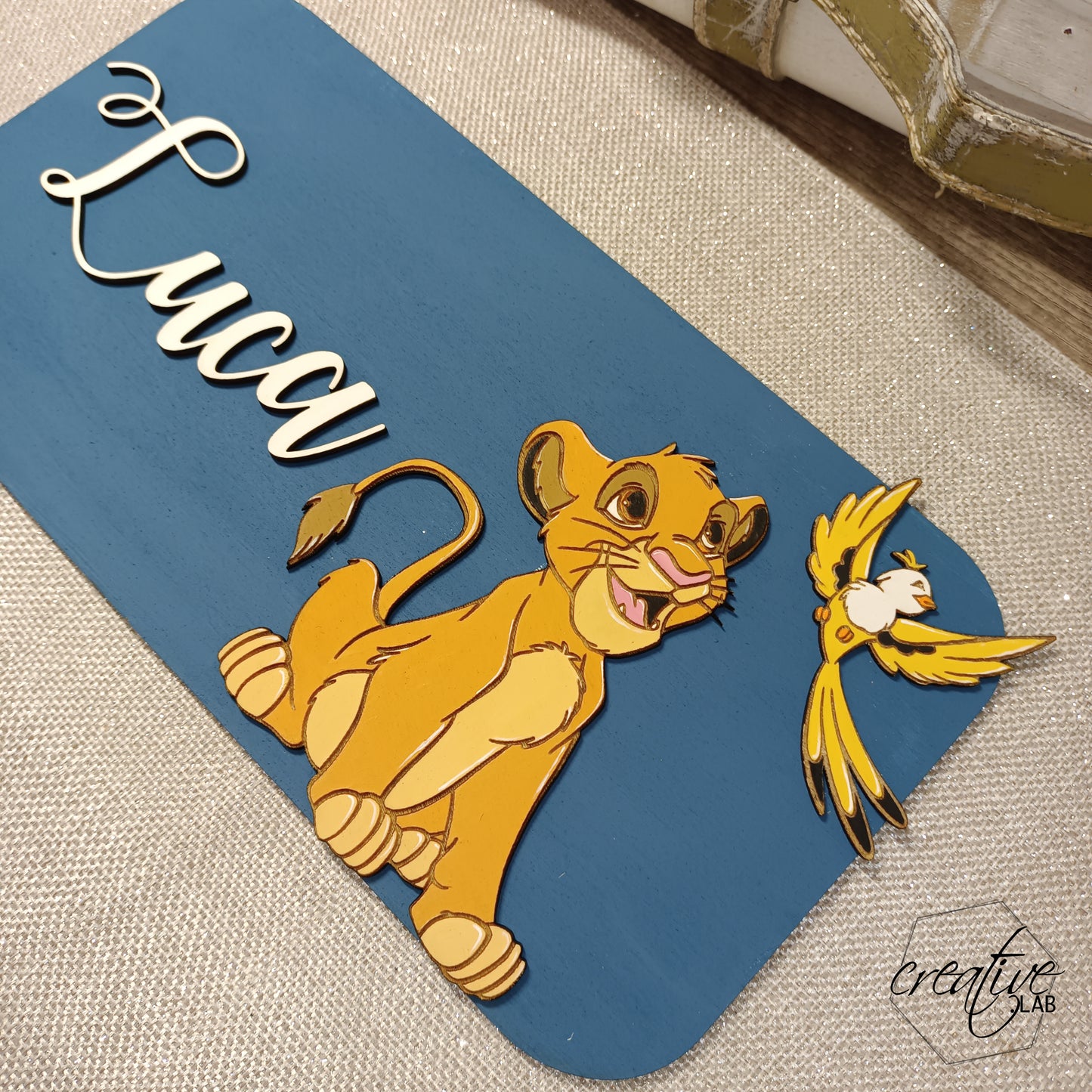 Targa con nome per cameretta tema Leone