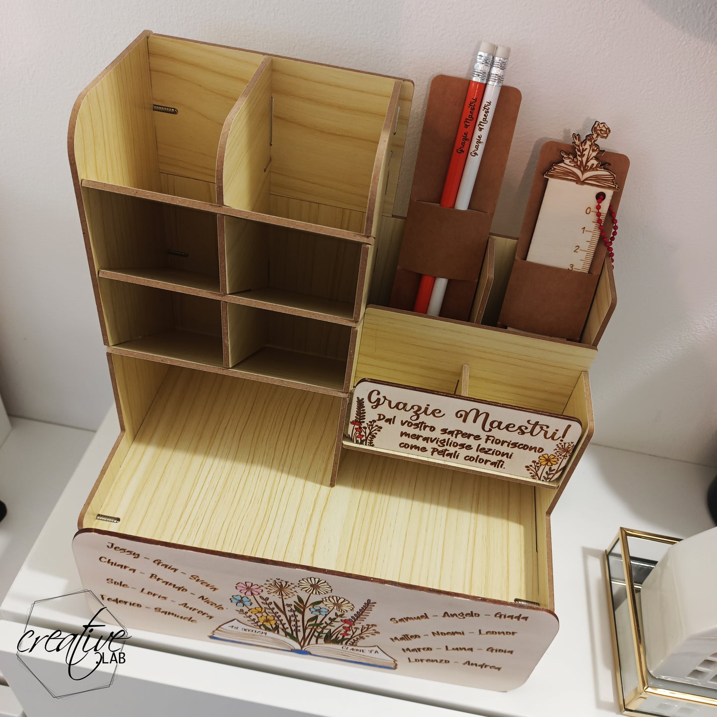 Cassettiera da scrivania, personalizzabile, per insegnanti