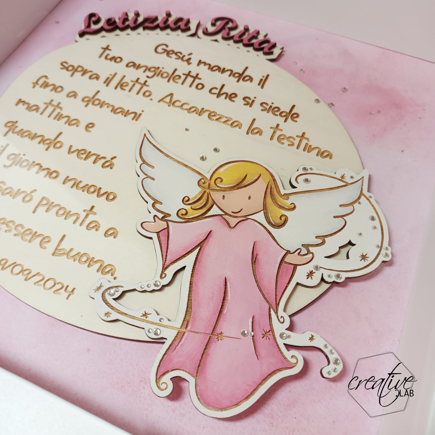 Cornice per Battesimo da parte della madrina/padrino - grafica angelo