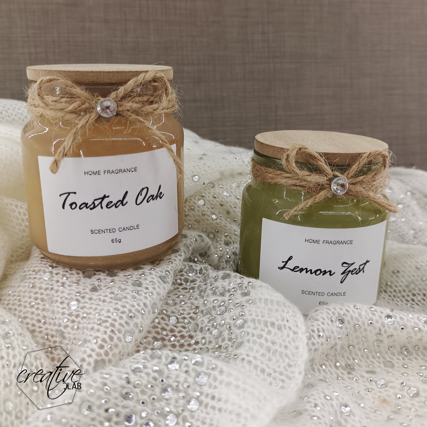 Candela Natalizia in vetro, personalizzabile sul tappo