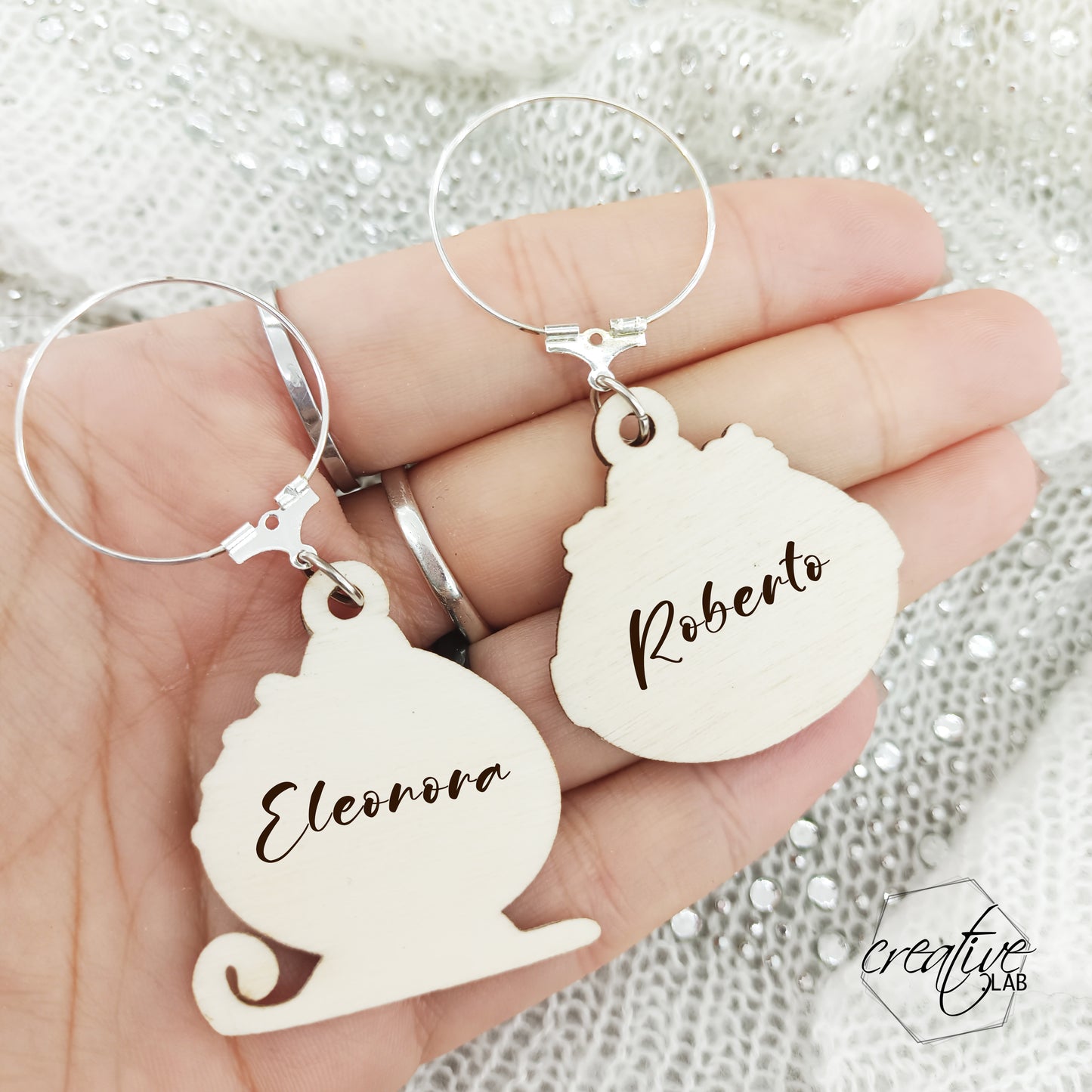 Set da 6 segnabicchieri natalizi personalizzabili