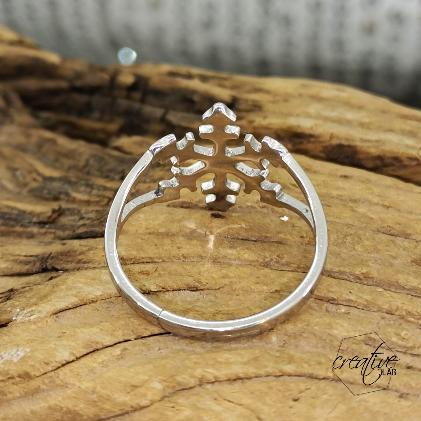 Anello in acciaio, con snowflake