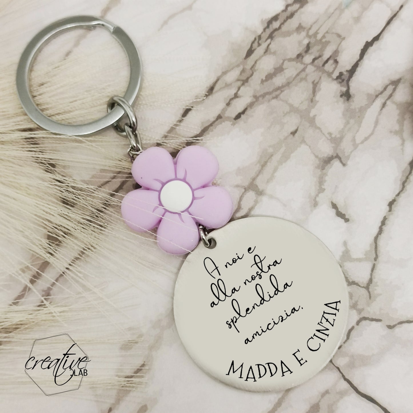 Portachiavi personalizzabile con fiore (C1+fiore)