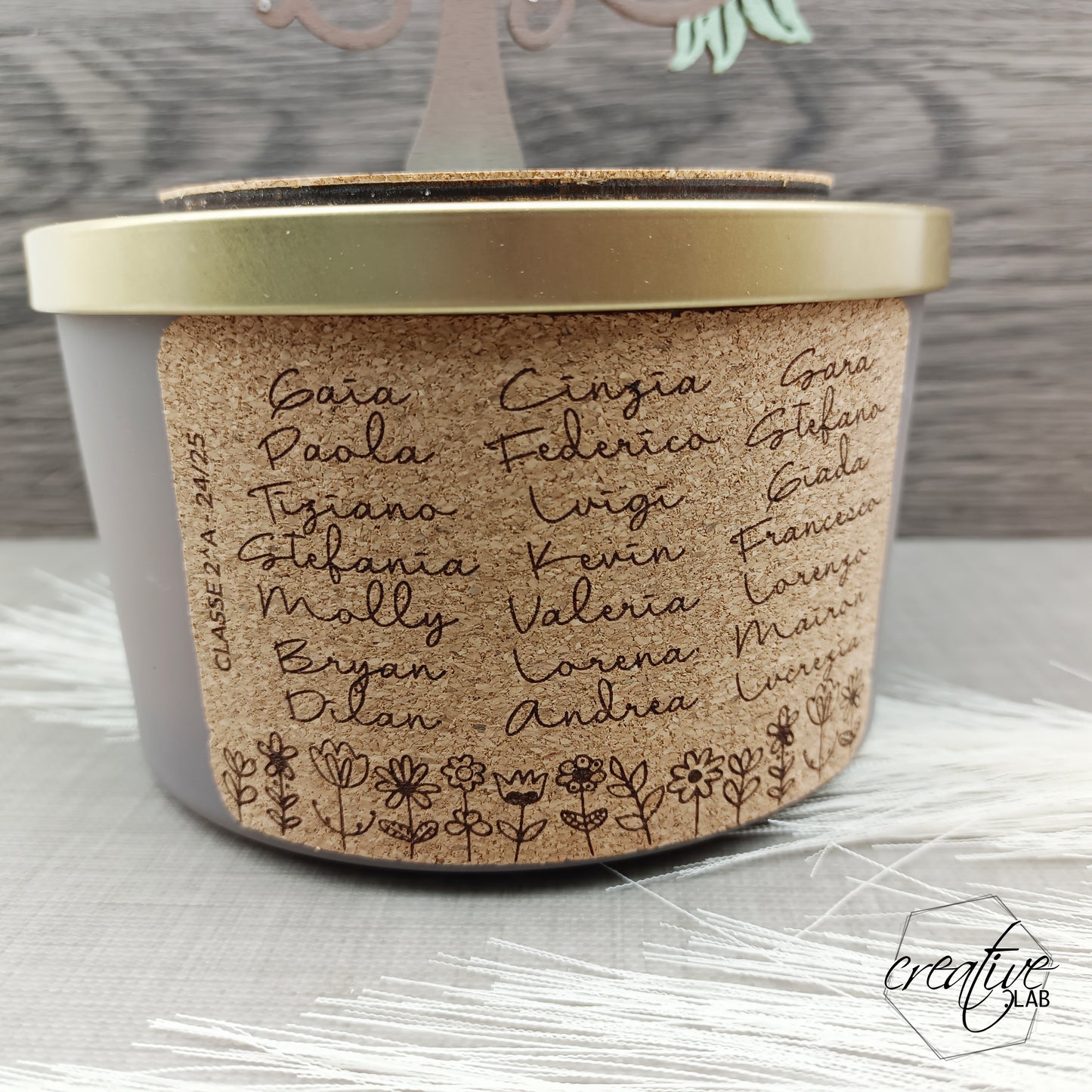 Candela con albero della vita, personalizzabile per insegnanti e catechisti