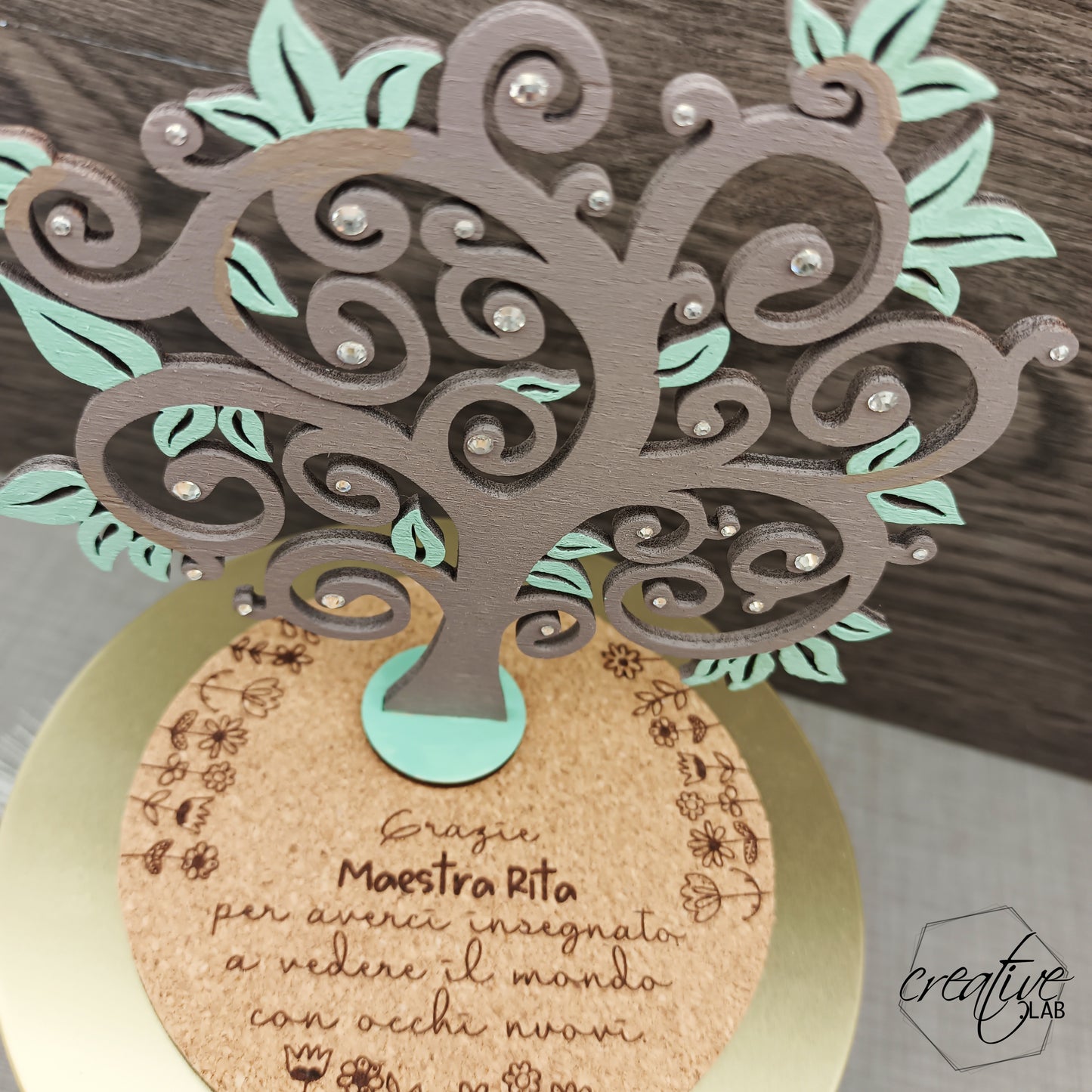 Candela con albero della vita, personalizzabile per insegnanti e catechisti