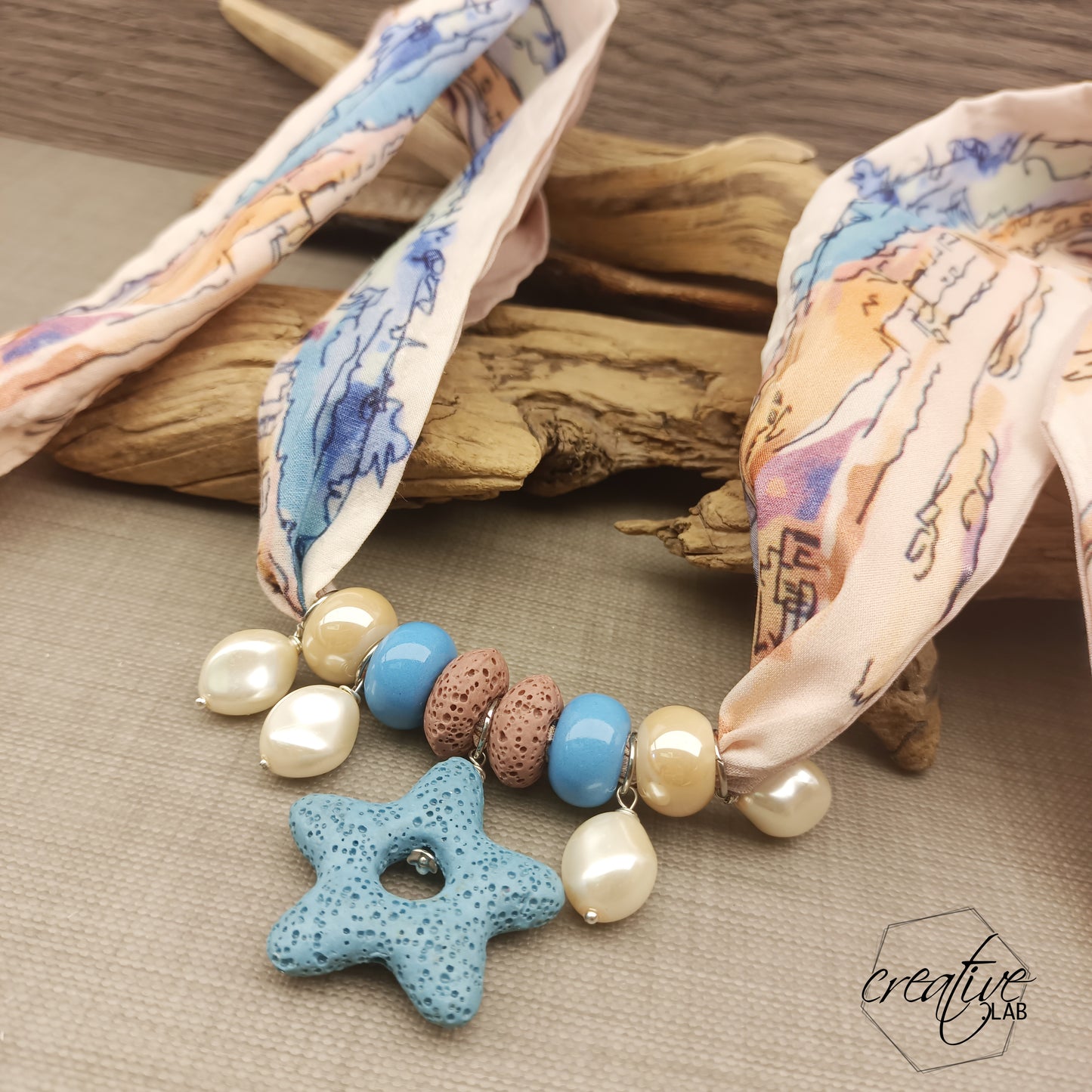 Collana/Bracciale/Cavigliera Good Vibe Vagabonda Lava azzurra
