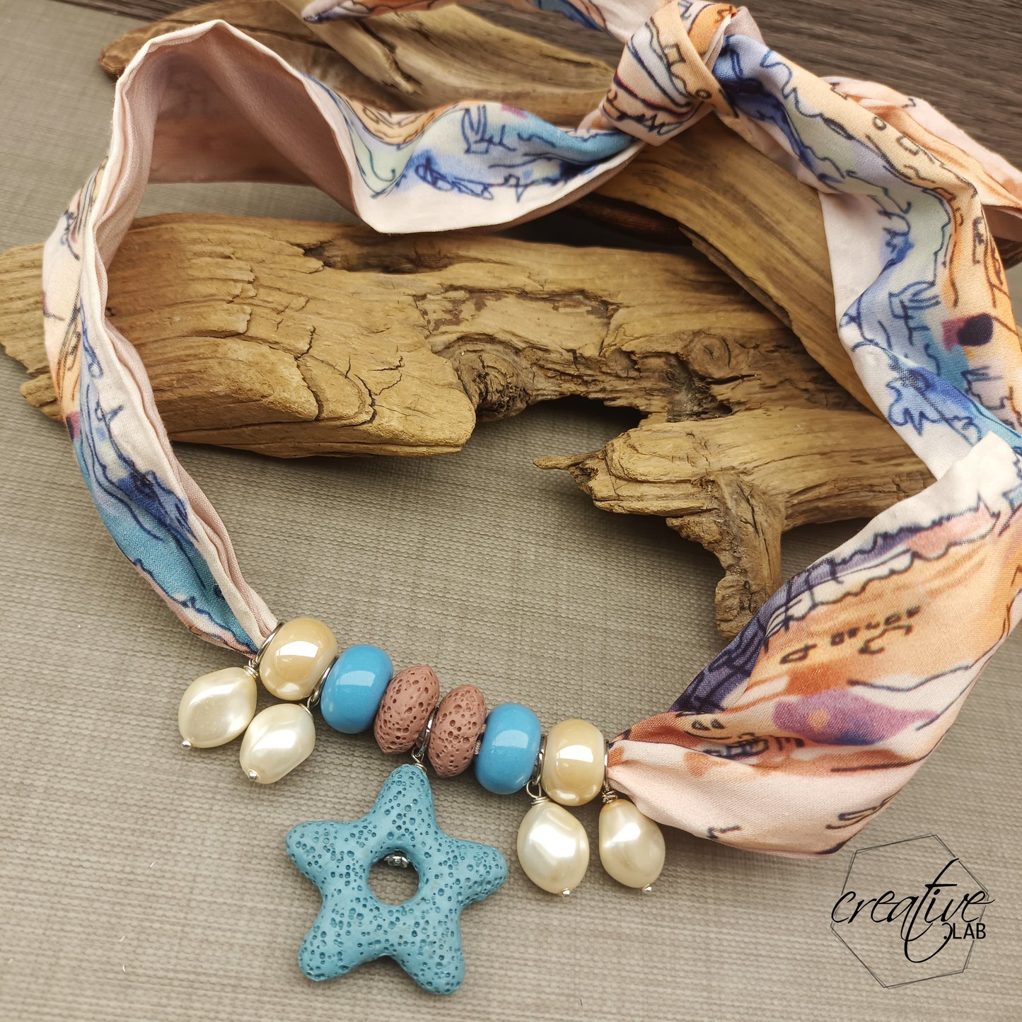 Collana/Bracciale/Cavigliera Good Vibe Vagabonda Lava azzurra