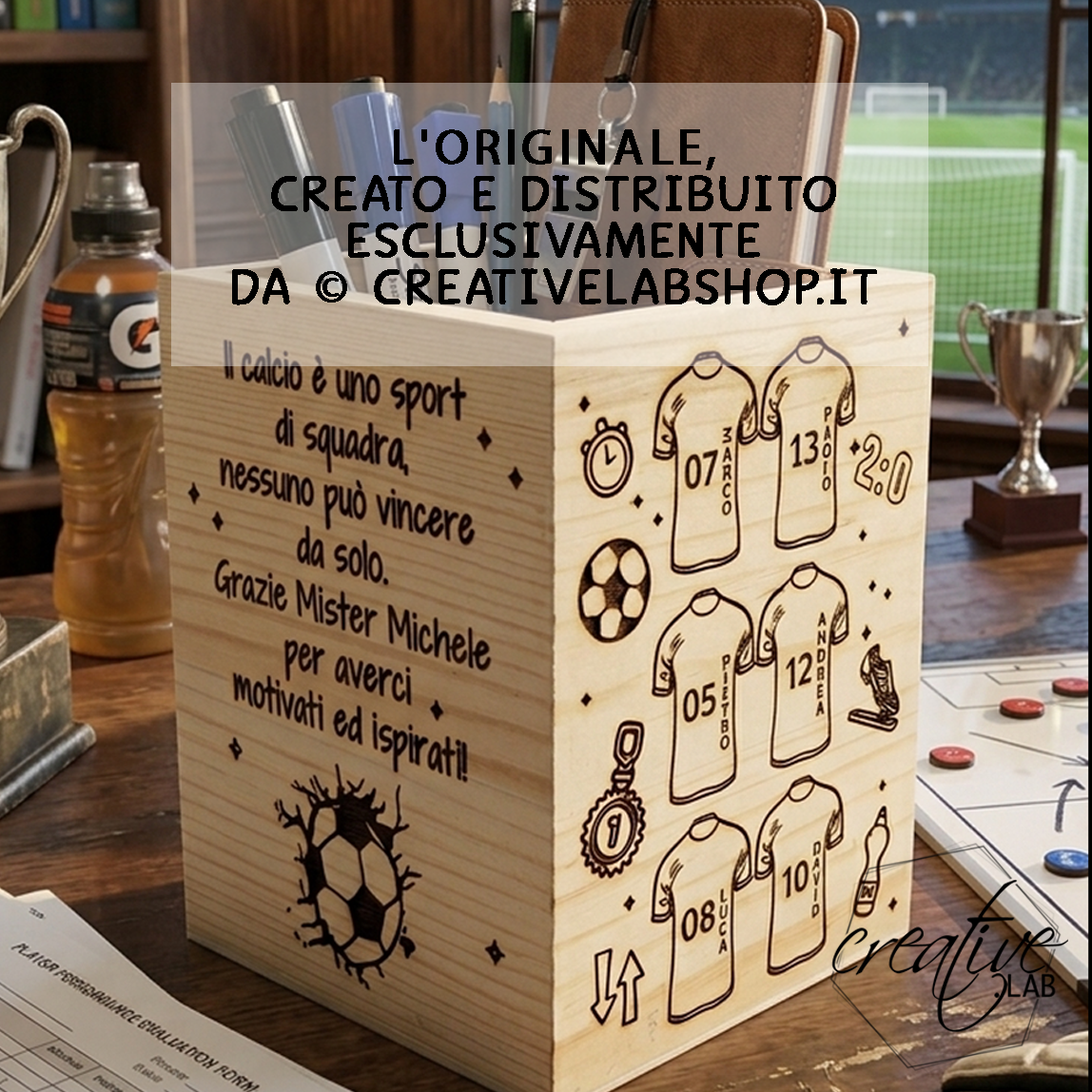 Porta penne per mister/coach/allenatore di squadra, personalizzabile