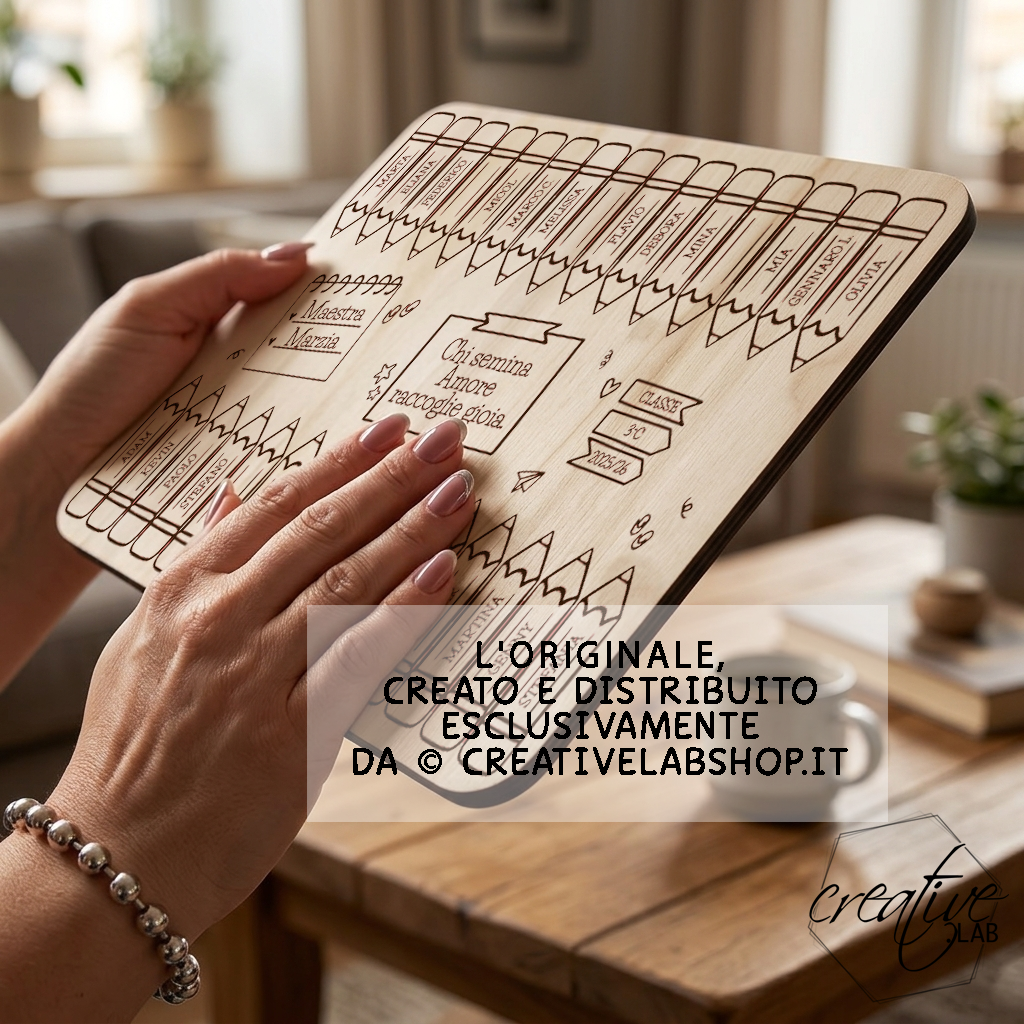 Targa Colori del cuore per insegnante - grafica matite, personalizzabile