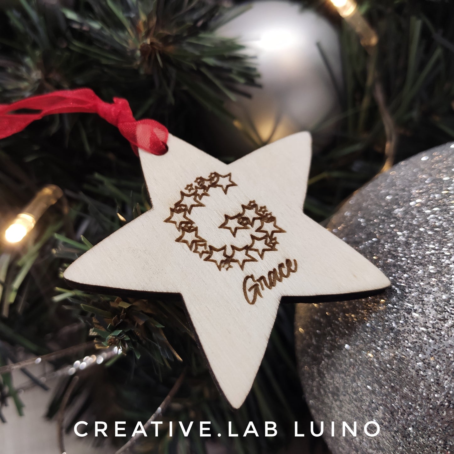 Decorazione Natalizia Personalizzabile stellina con iniziale e nome