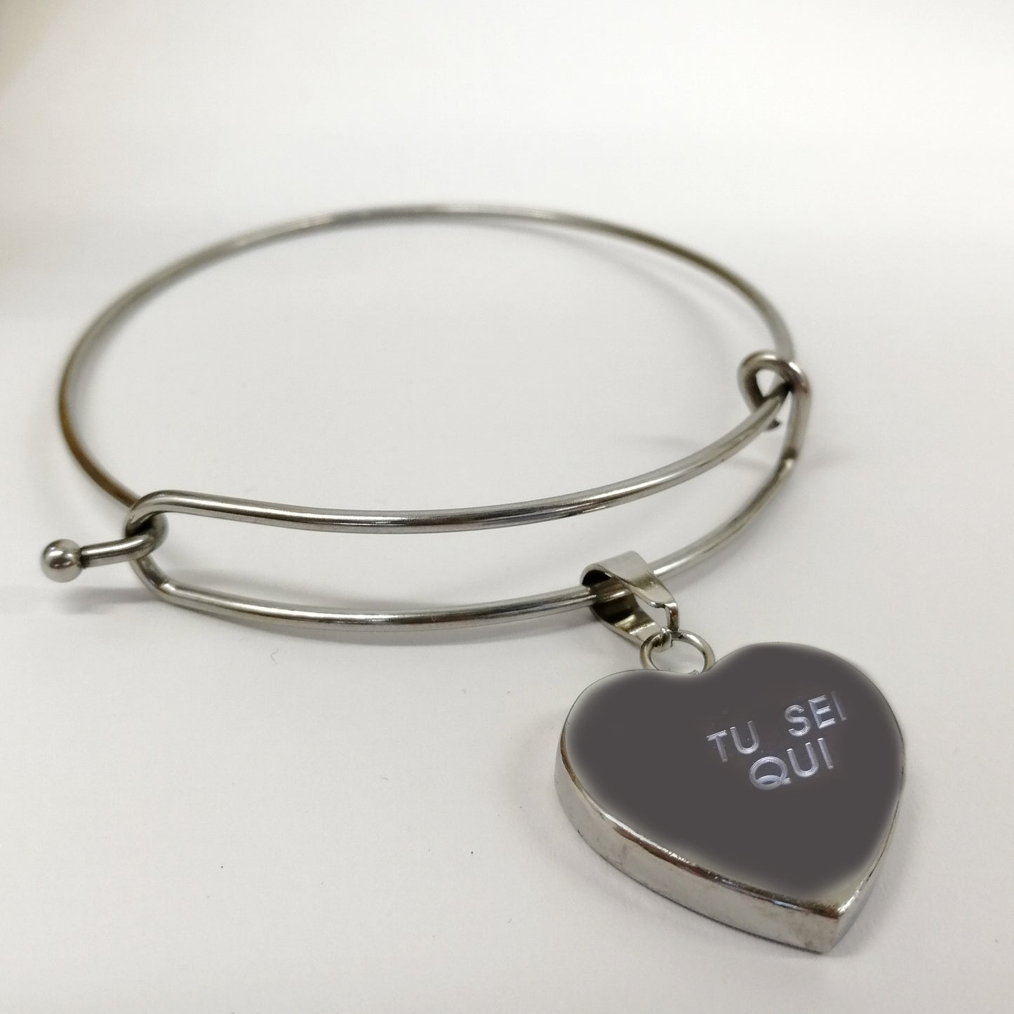Bracciale rigido doppio e ciondolo personalizzabile a cuore (G14+A11)