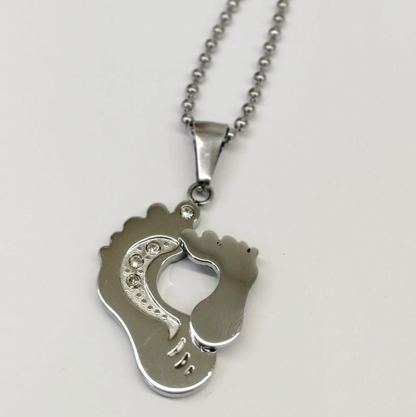 Ciondolo piedini con strass personalizzabile con collarino (B9)
