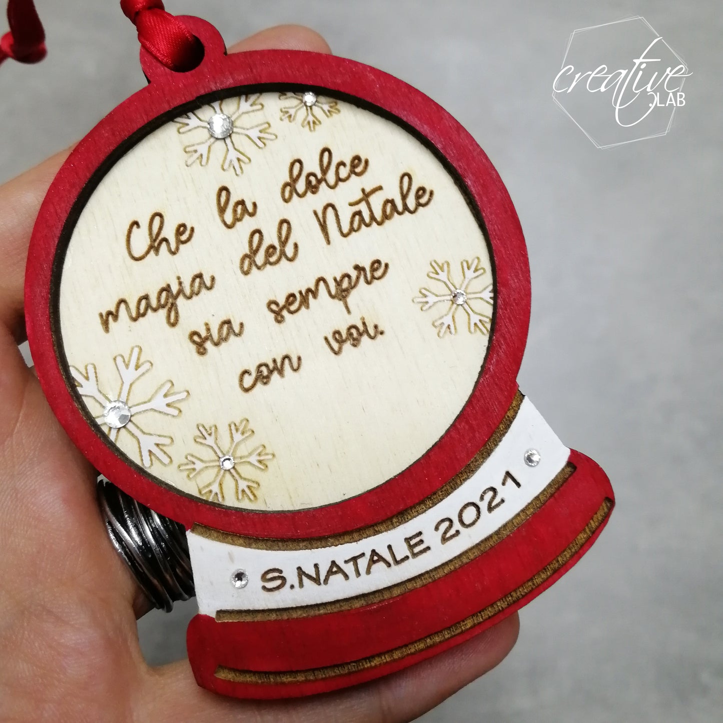 Decorazione Natalizia pallina di neve con frase personalizzabile