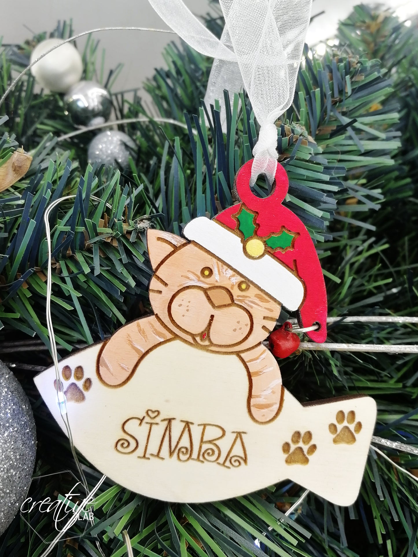 Decorazione Natalizia Personalizzabile gatto