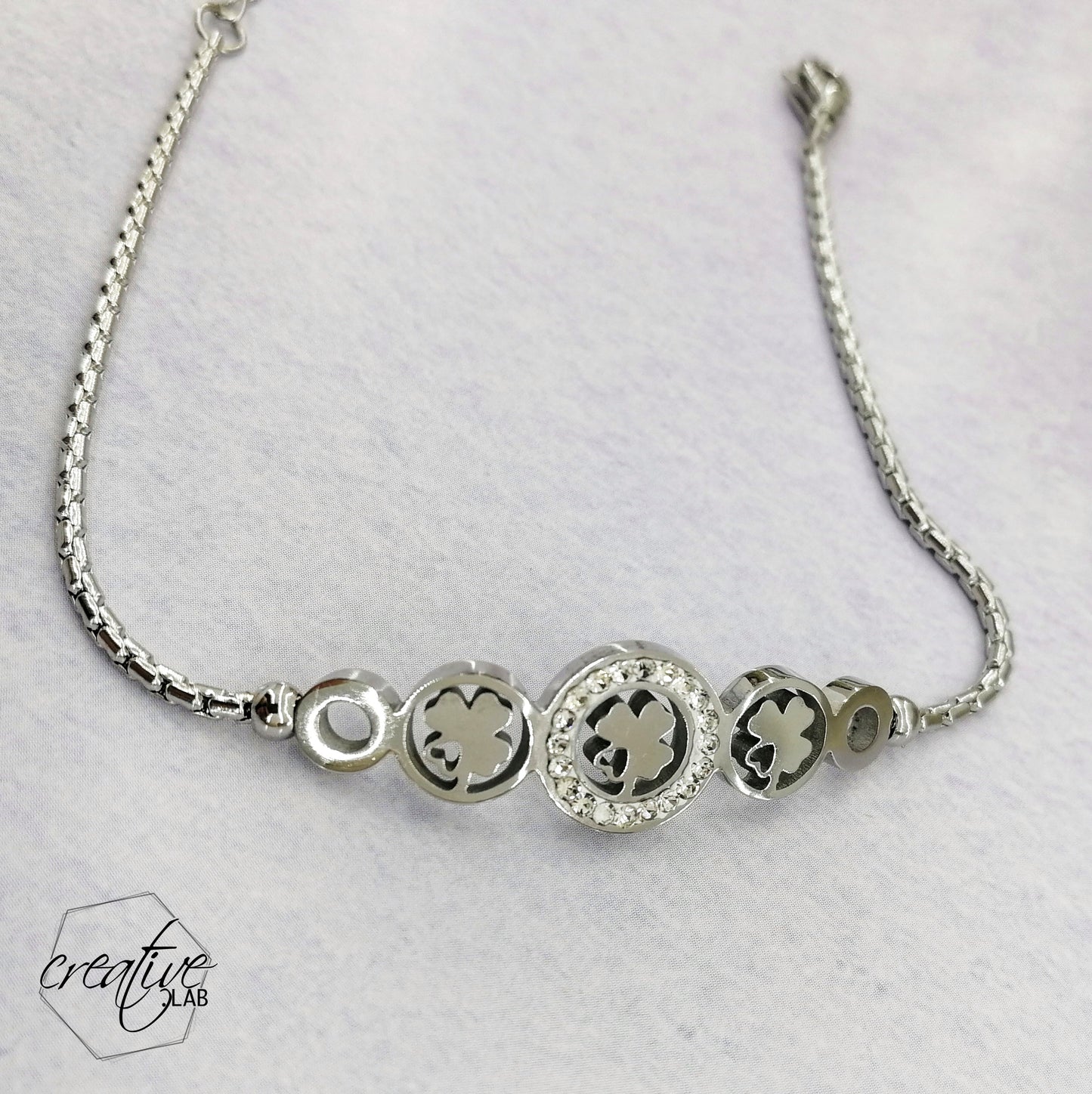 Bracciale quadrifogli con cristallini