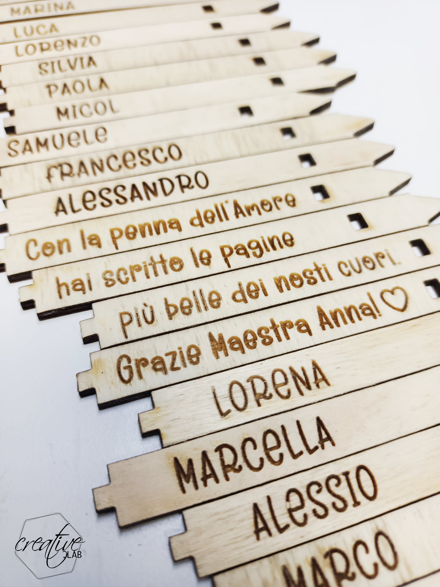 Porta penne per insegnanti, con nomi e dedica