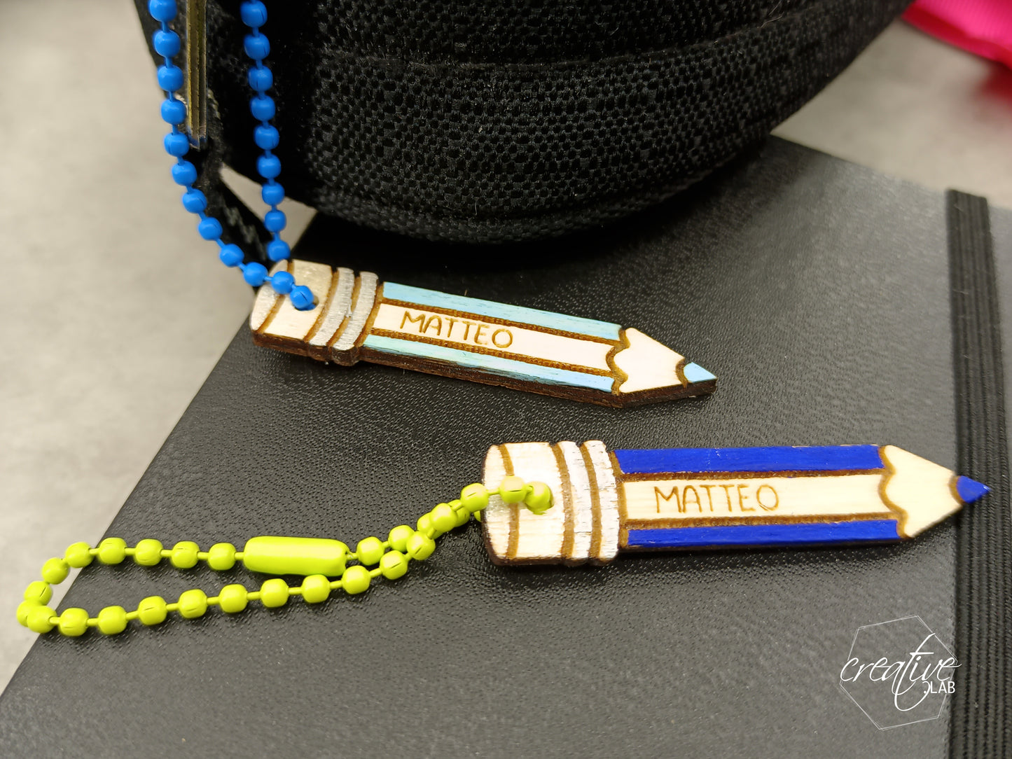 Matite decorative da astuccio/zaino personalizzabili con nome