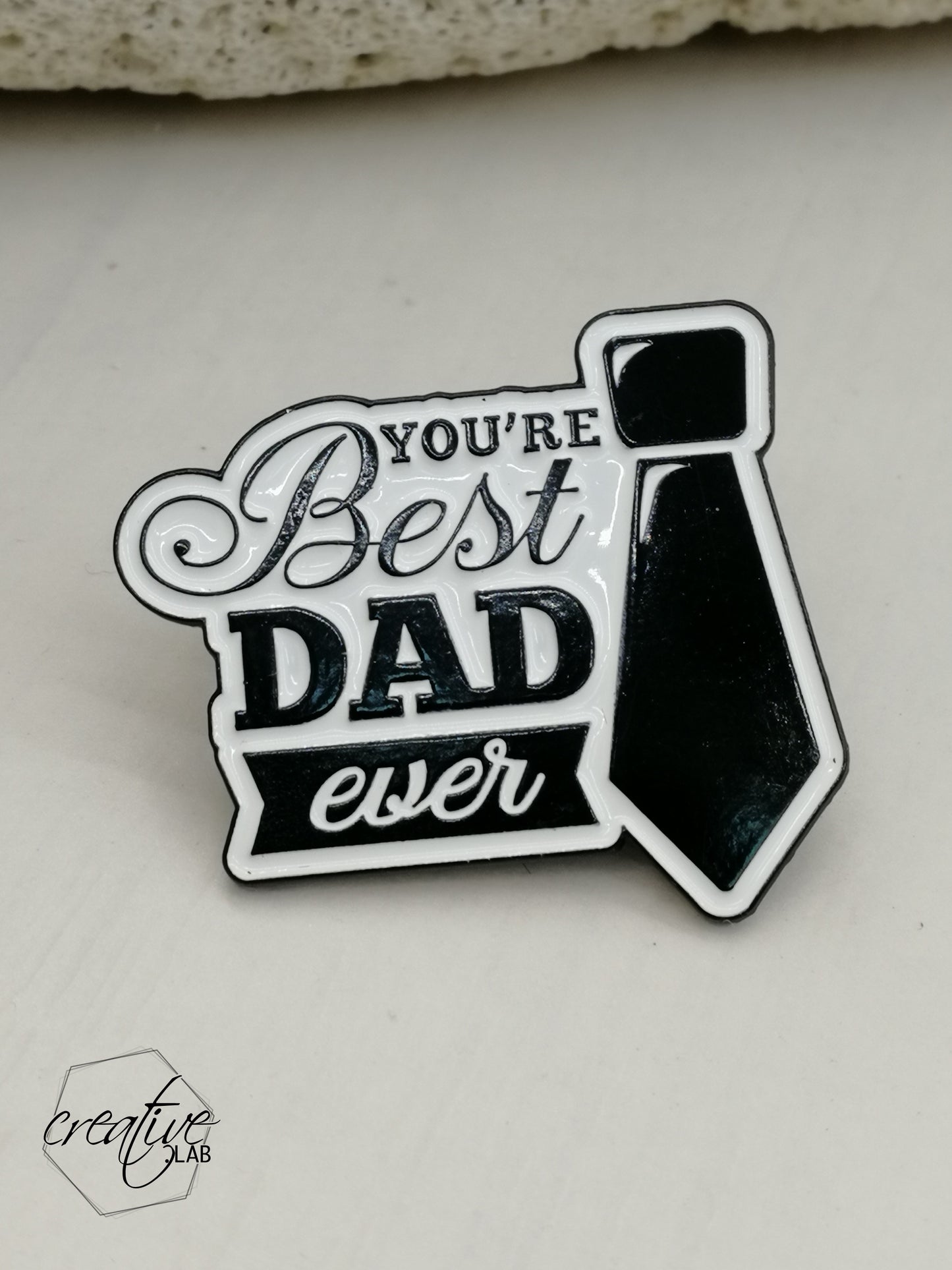 Spilla per il papà con dedica su cartoncino