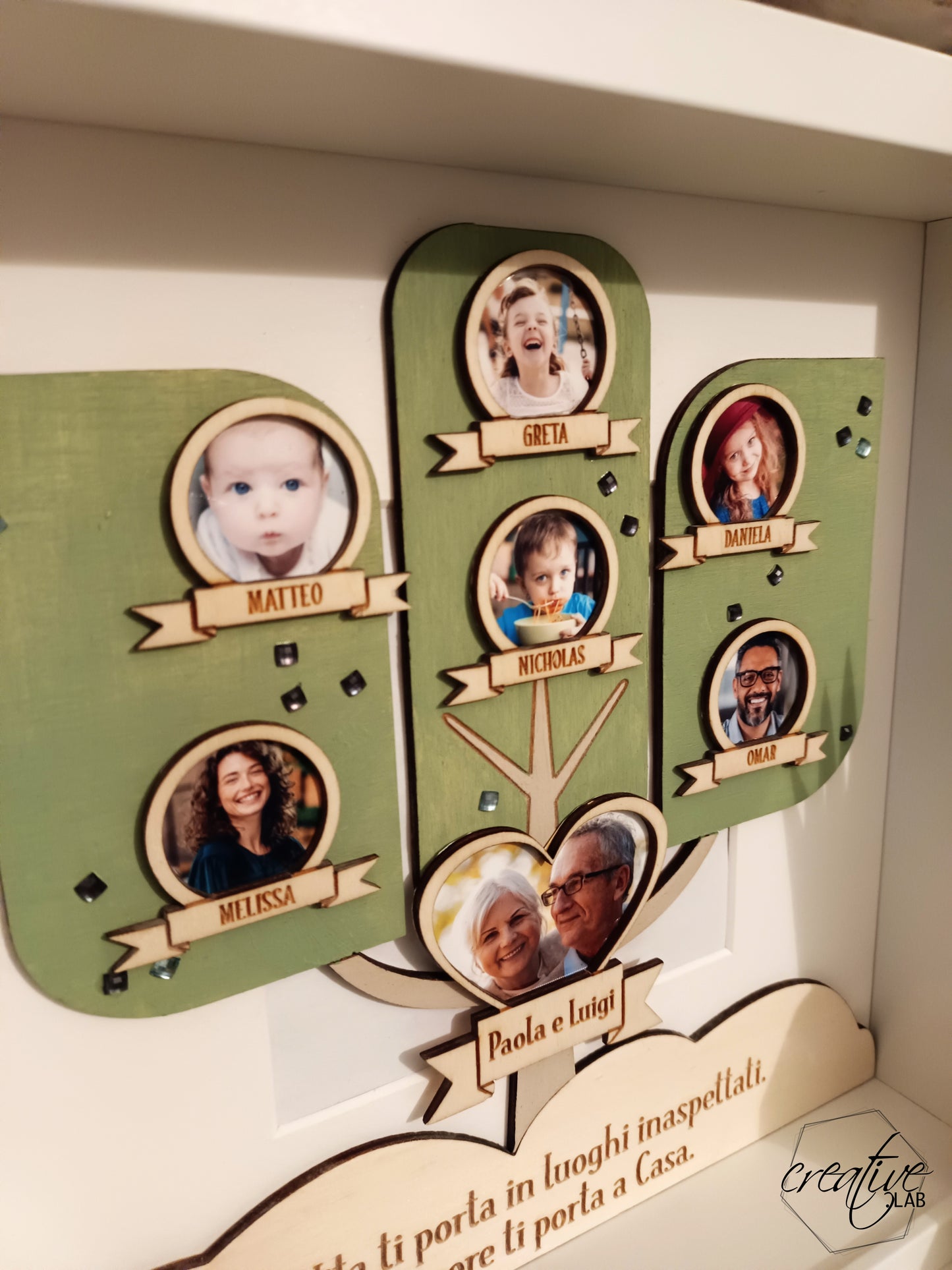 Albero della vita in cornice per famiglia, con foto