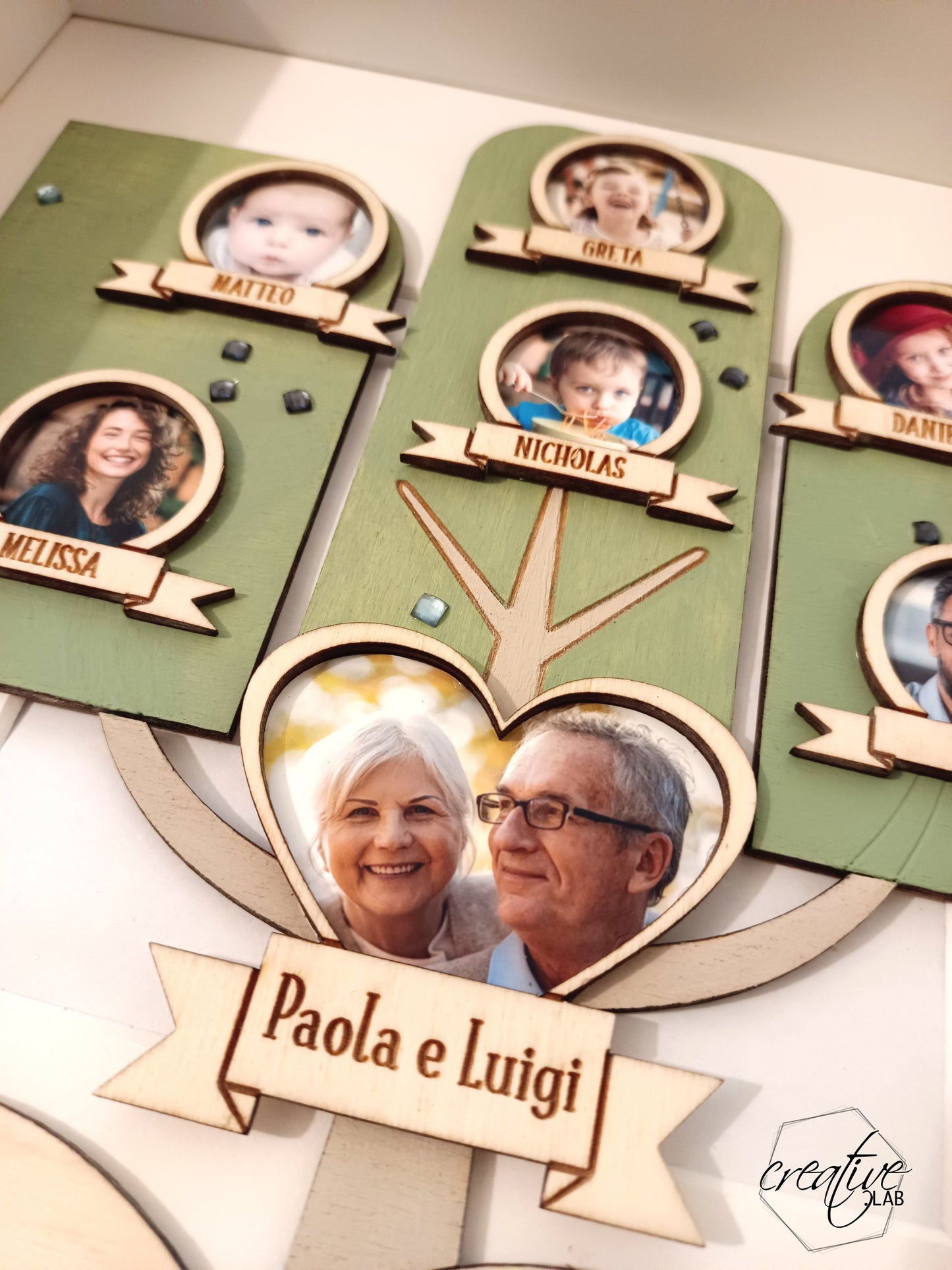 Albero della vita in cornice per famiglia, con foto