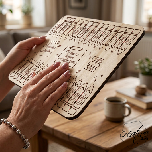 Targa Colori del cuore per insegnante - grafica matite, personalizzabile