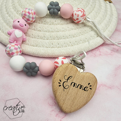 Porta ciuccio personalizzabile - tema maialino