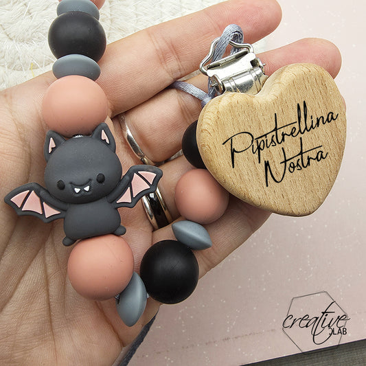 Porta ciuccio personalizzabile - tema pipistrello