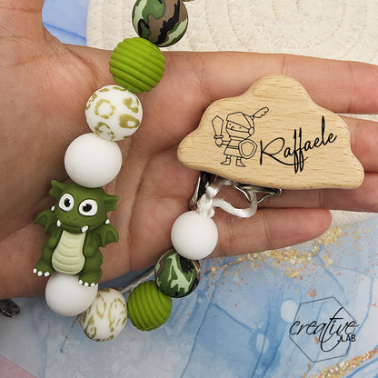 Porta ciuccio personalizzabile - tema draghetto