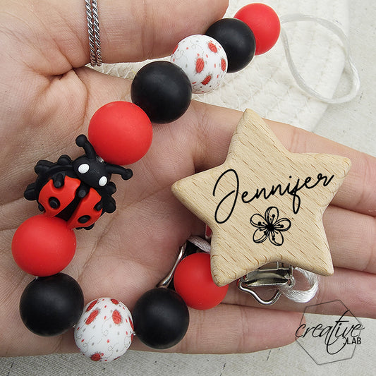 Porta ciuccio personalizzabile - tema coccinella