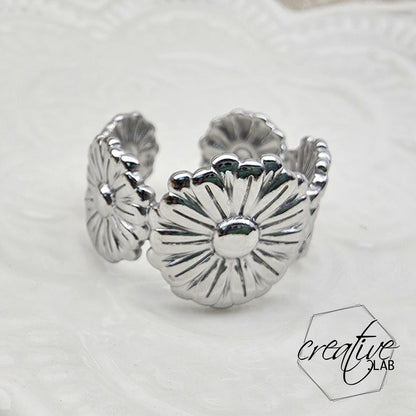 Anello in acciaio Fiori Tondi