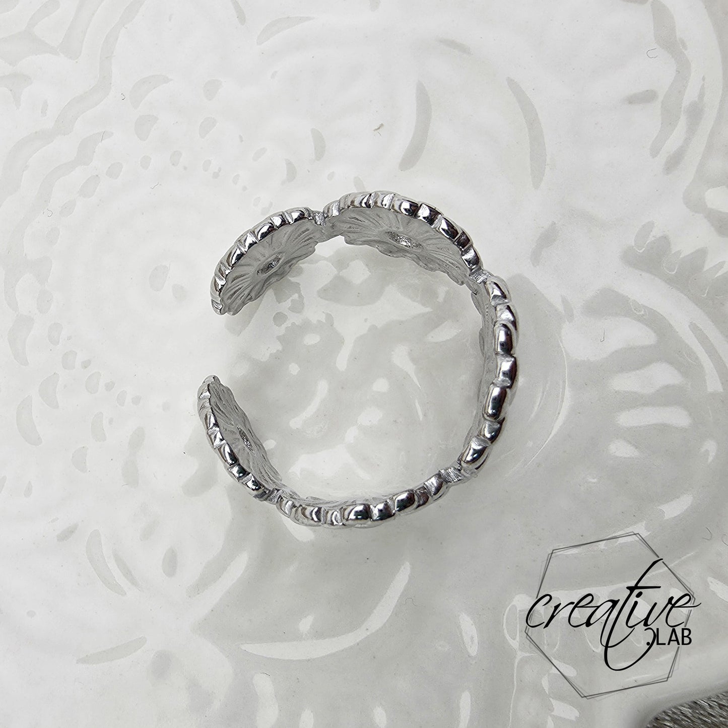 Anello in acciaio Fiori Tondi