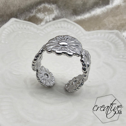 Anello in acciaio Fiori Tondi