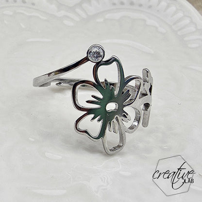 Anello in acciaio Hawaii con zircone