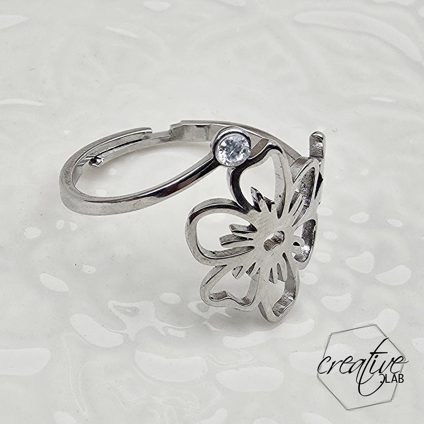 Anello in acciaio Hawaii con zircone