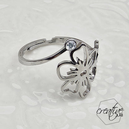 Anello in acciaio Hawaii con zircone