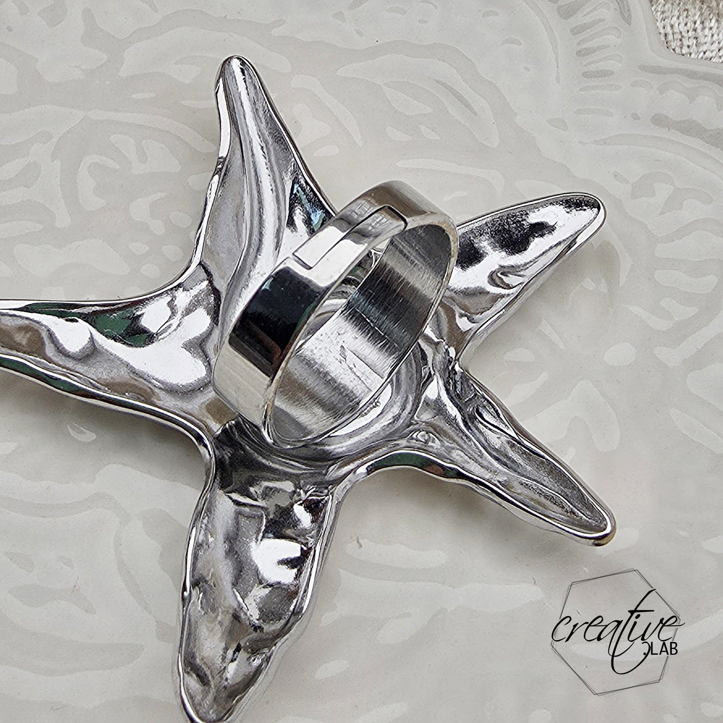Anello in acciaio oro e argento Grande Stella