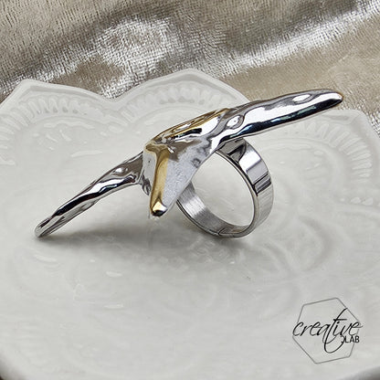 Anello in acciaio oro e argento Grande Stella